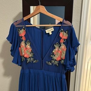 CLEOBELLA *As seen on the Salty Blonde* Amery Floral Embroidered Maxi Dress Blue